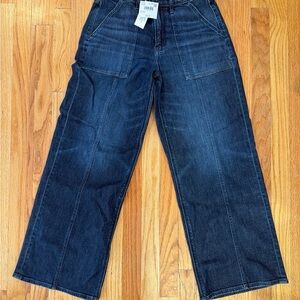 American Eagle Outfitters Deep Blue Wide Leg Jeans